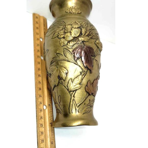 7"   19th Century  Japanese Meiji Period  Bronze / Copper Mixed Metal Vase - Picture 7 of 10